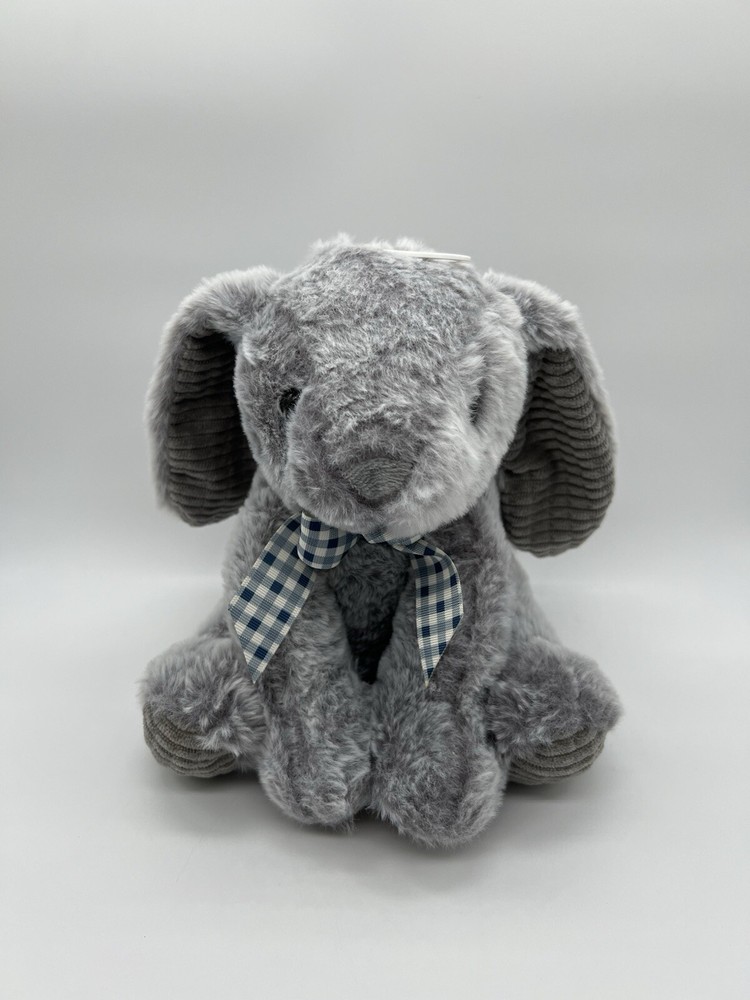 Homerbest Bunny Rabbit Plush Gray Brown Stuffed Animal Gingham Bow Lop Ear Sits