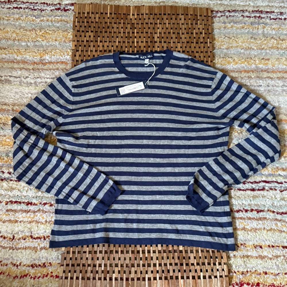 NWT Alex Mill Striped Pullover Sweater Crew Neck Long Sleeve Blue Men's XL NEW