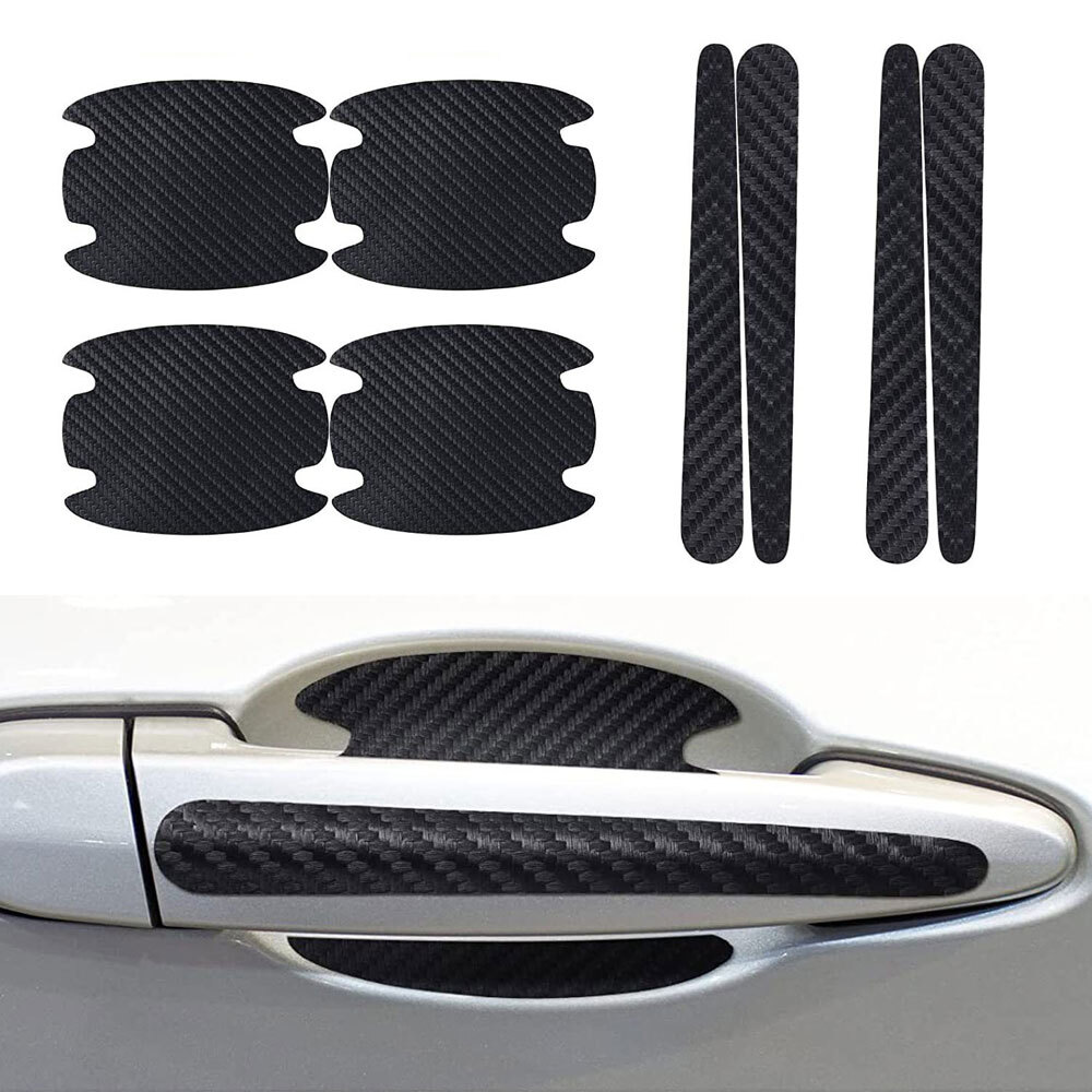 8pcs Black Car Door Handle Anti Scratch Protector Cover Sticker Trim Accessories