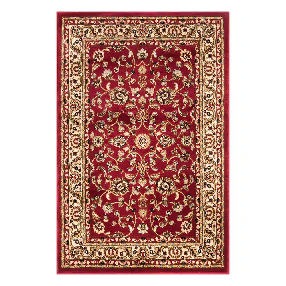 Area Rug Marash Red 31 in x 48 in Traditional Design with Floral Pattern Indoor