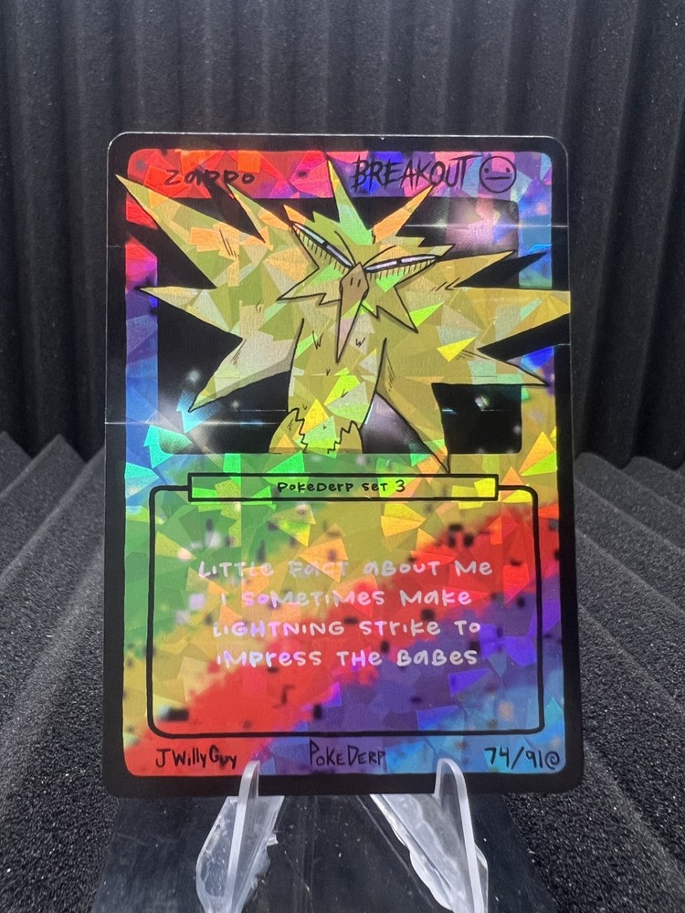 Zappo (Zapdos) 74/91 - Cracked Ice Holo - Pokederp Set 3 Fan Art - Pokemon