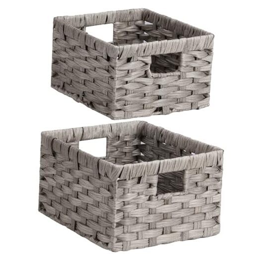 Handwoven PP Wicker Storage Basket - Waterproof Durable Imitation Rattan Basket for Home Organization and Decor