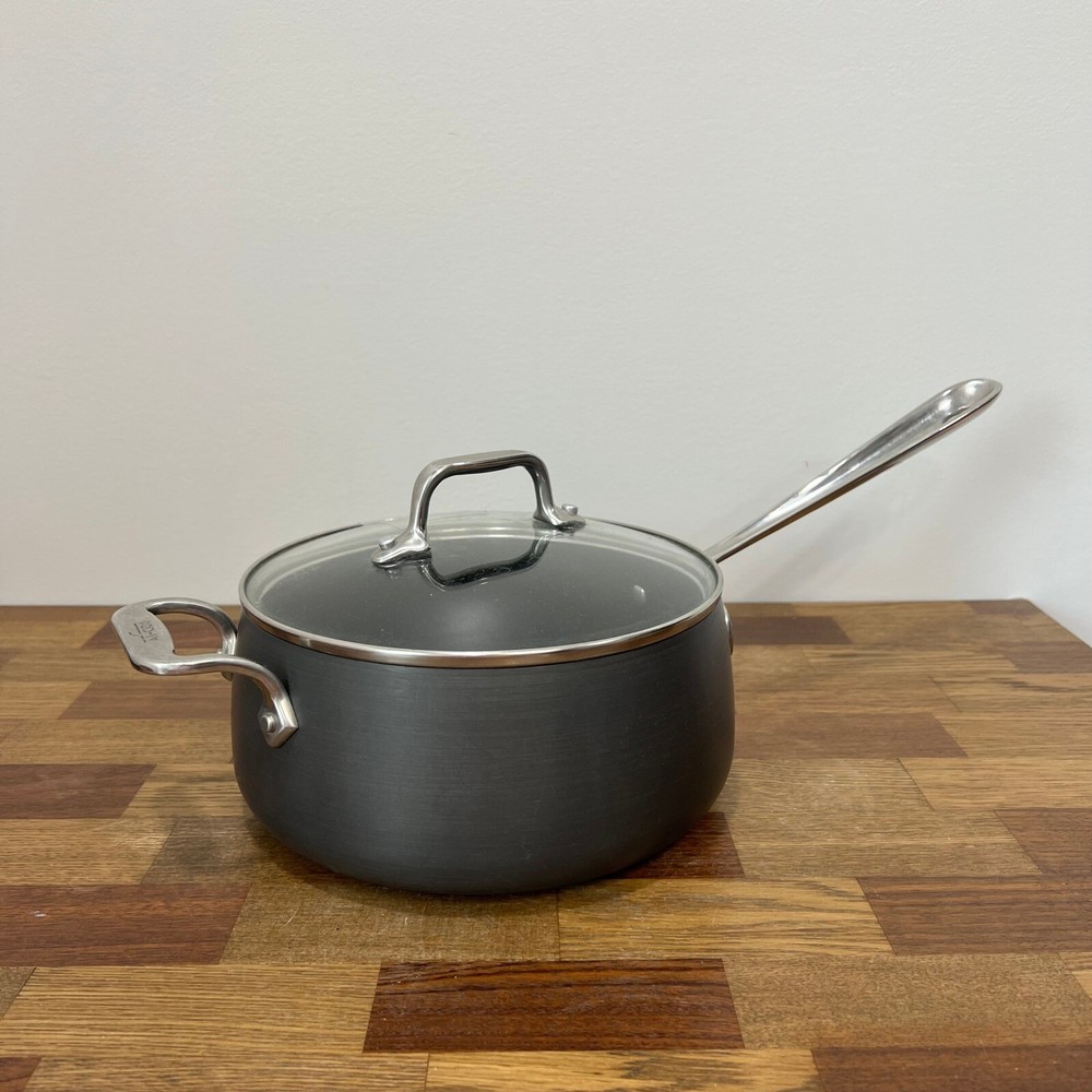 All-Clad HA1 3.5QT Hard Anodized Nonstick Sauce Pan with Glass Lid Induction Ready