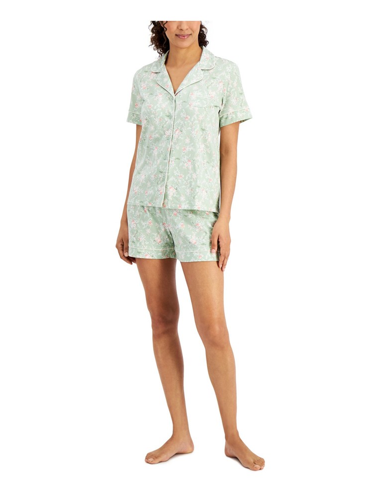 CHARTER CLUB Intimates Green Piping Trim Floral Sleep Shorts XL