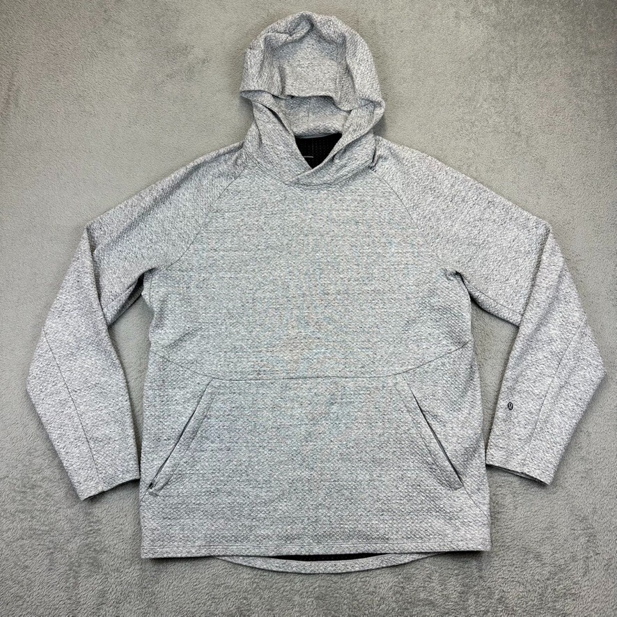 Lululemon At Ease Hoodie Hooded Textured Waffle Sweatshirt Mens L Large Gray