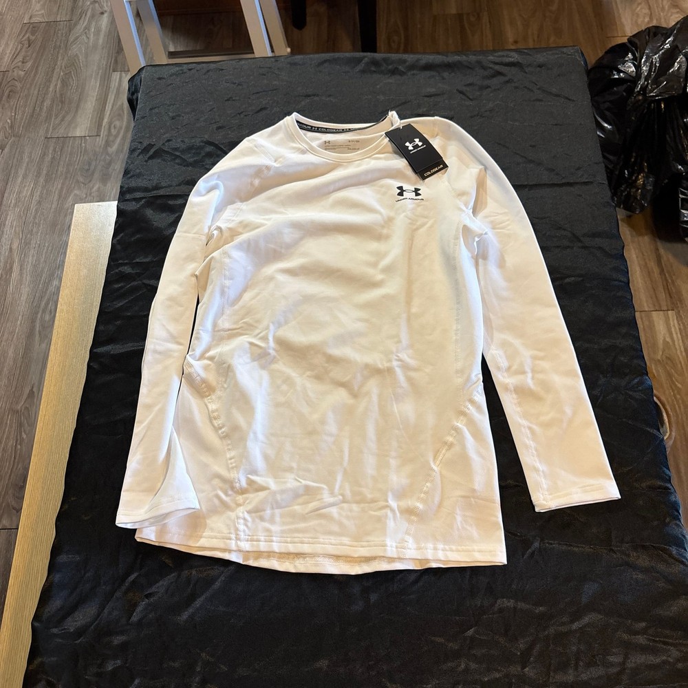 Under Armour Men's ColdGear Armour Fitted Base Layer Crew Long Sleeve Shirt Whit