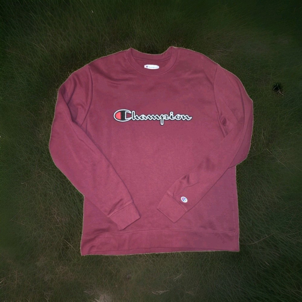 Champion Vtg XL Red Sweatshirt Retro Big Spellout Embroidered