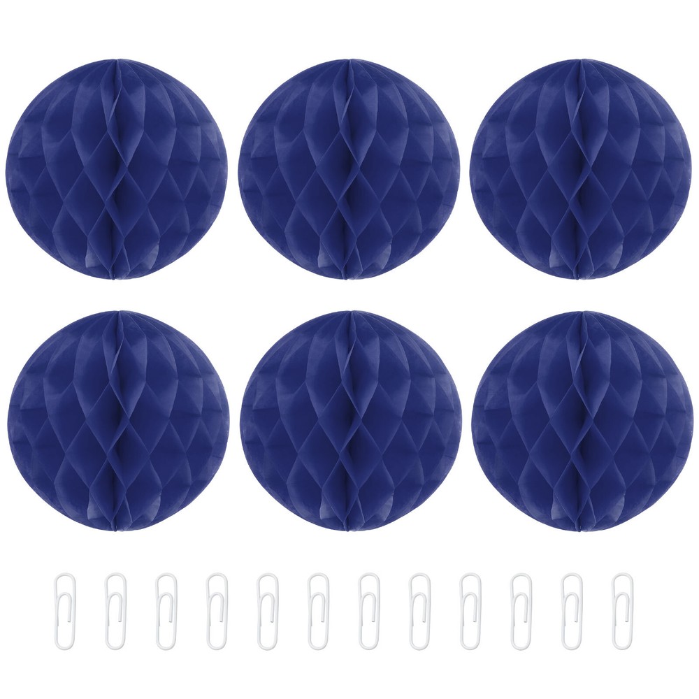 6Pcs Paper Pom-Poms Balls 8 Inch Paper Tissue Flower Ball for Party Dark Blue