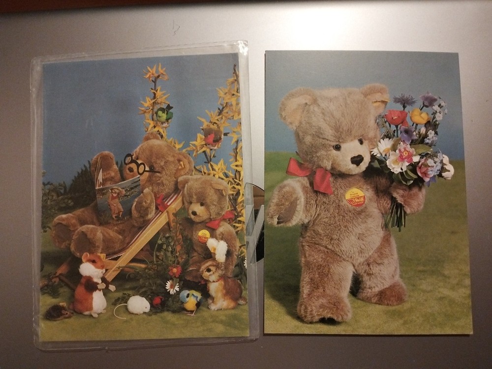 2 Vintage Postcards by Steiff Postcard Postcard Unlabeled, Family Teddy and Animals