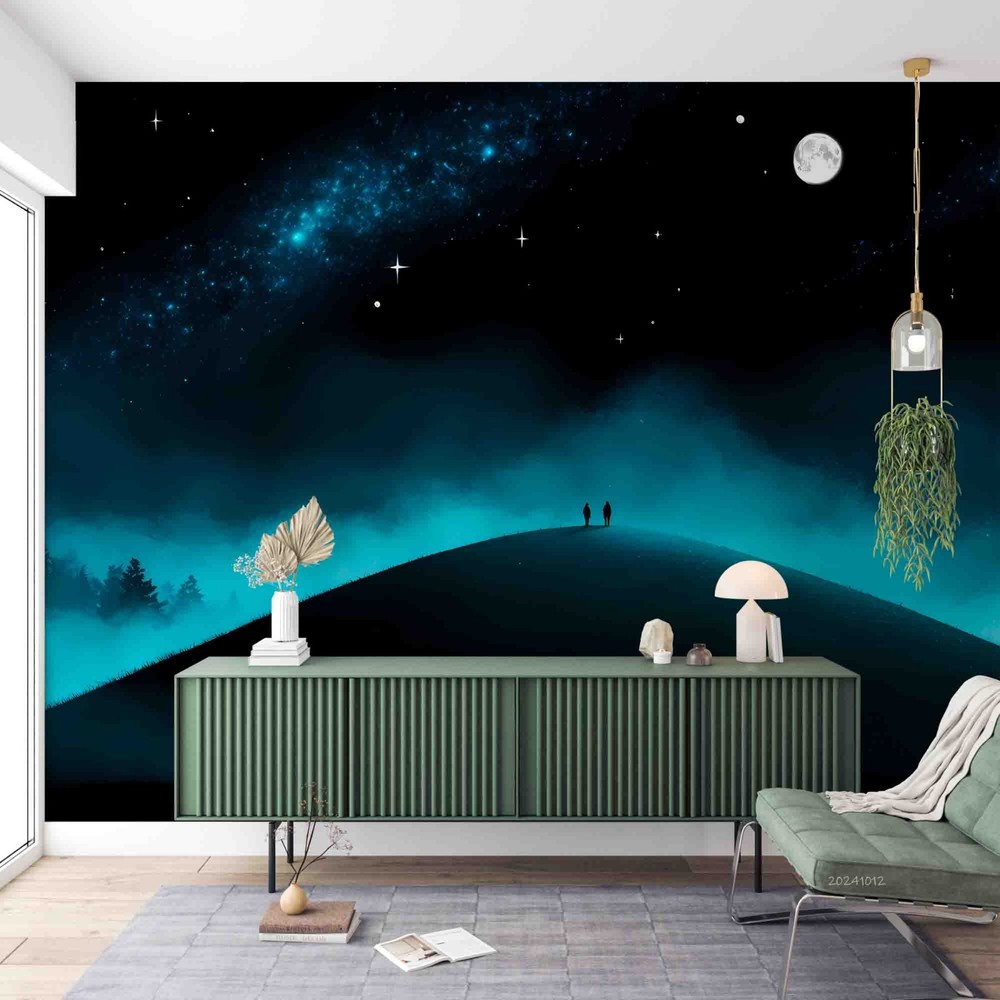 3D Starry Sky Highway Night Scene Wall Murals Wallpaper Murals Wall Sticker 2