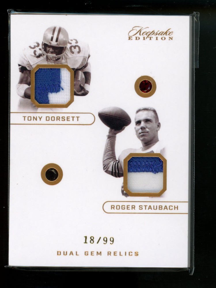 2024 Keepsake Tony Dorsett Roger Staubach Dual Gem Relics 18/99 #358