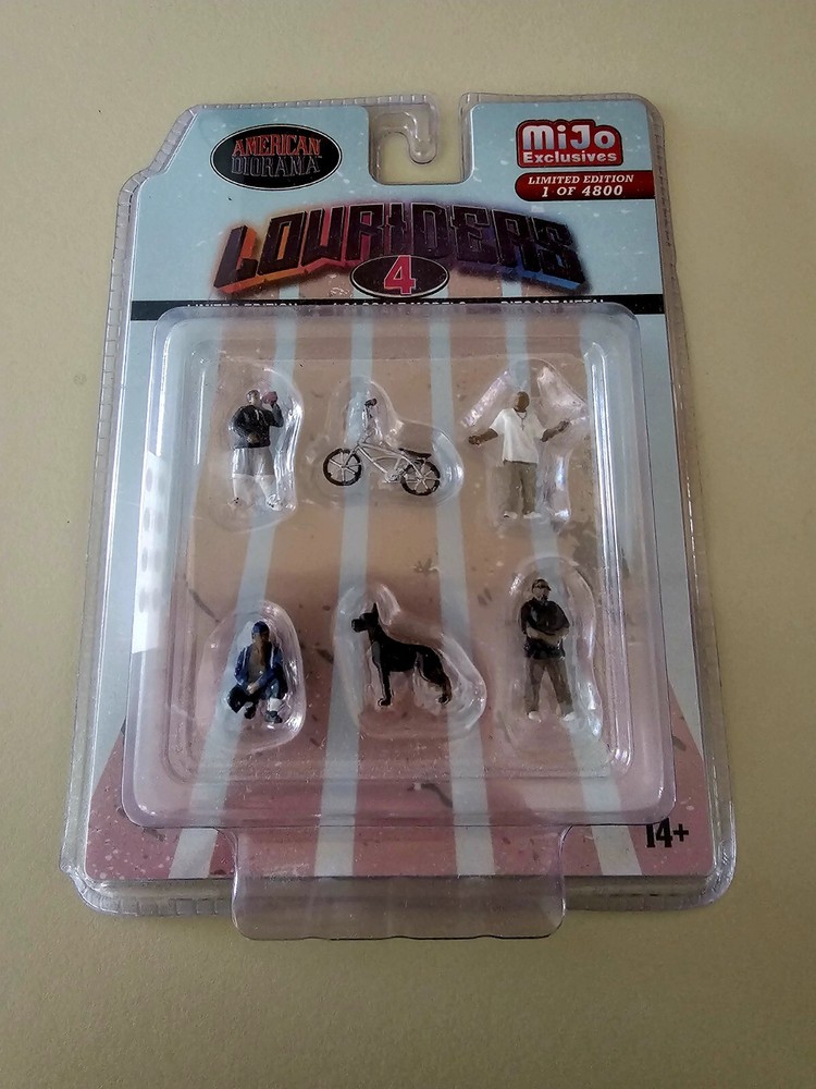 AMERICAN DIORAMA *DIECAST* 6pc *LOWRIDERS #4* Model Figures Bike Dog NIP