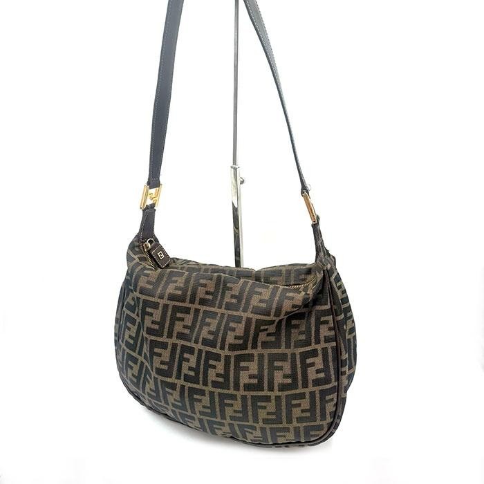 Fendi Zucca Vintage Brown FF Logo Canvas One Shoulder Bag From Japan RIN