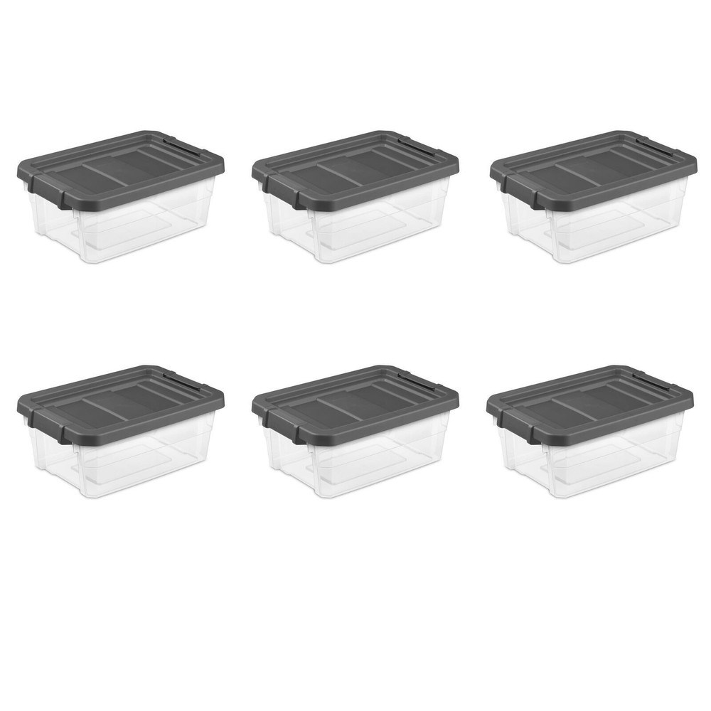 16 Qt Stackable Plastic Storage Bins with Lids - Set of 6 for Garage & Home Organization