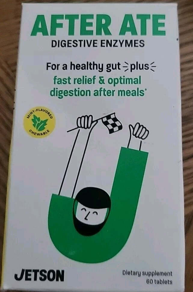 (1 Ct.) JETSON - AFTER ATE - DIGESTIVE ENZYMES - 60 MINT TABLETS - EXP 04/25