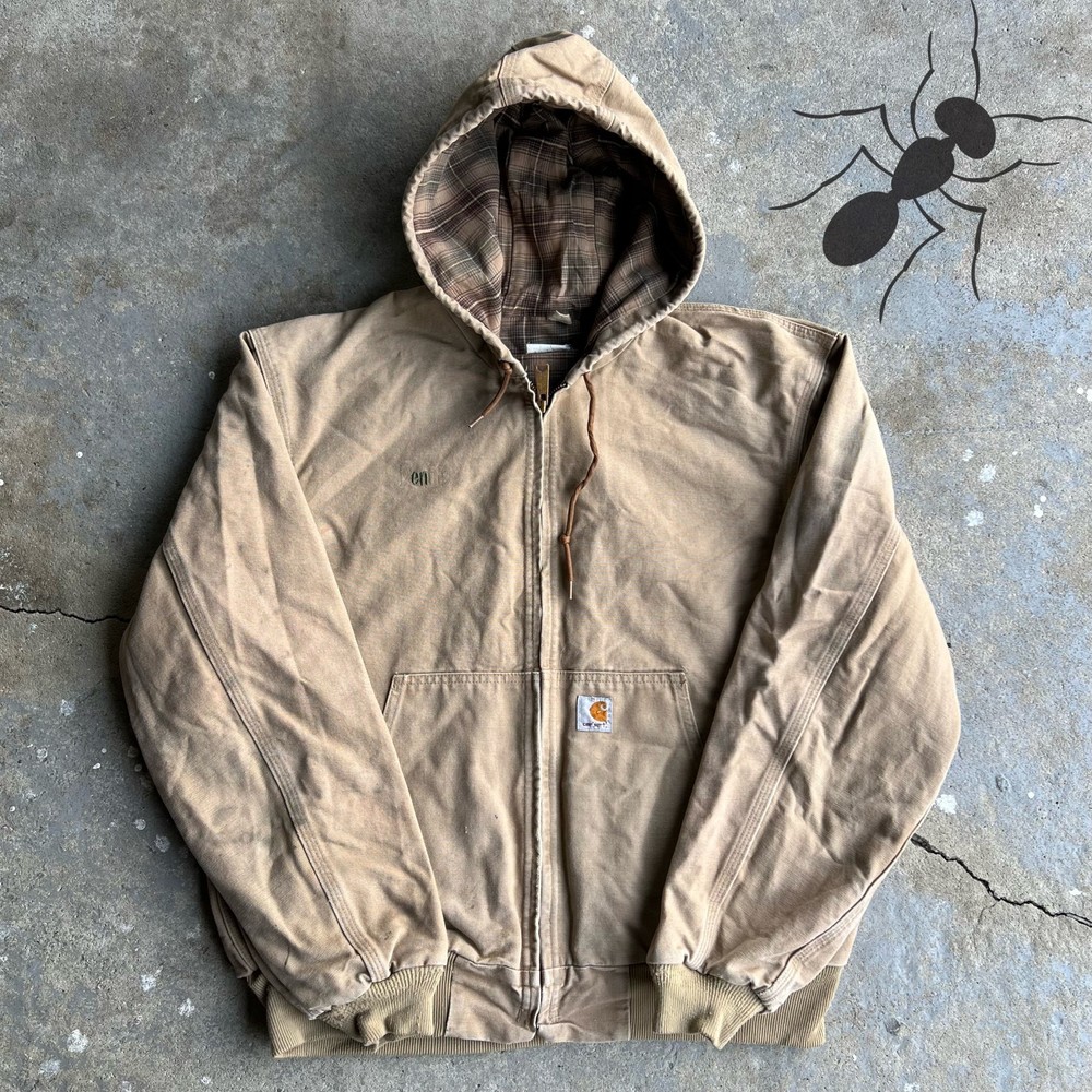 Vintage brown embroidered lined CML y2k carhartt hooded work wear jacket