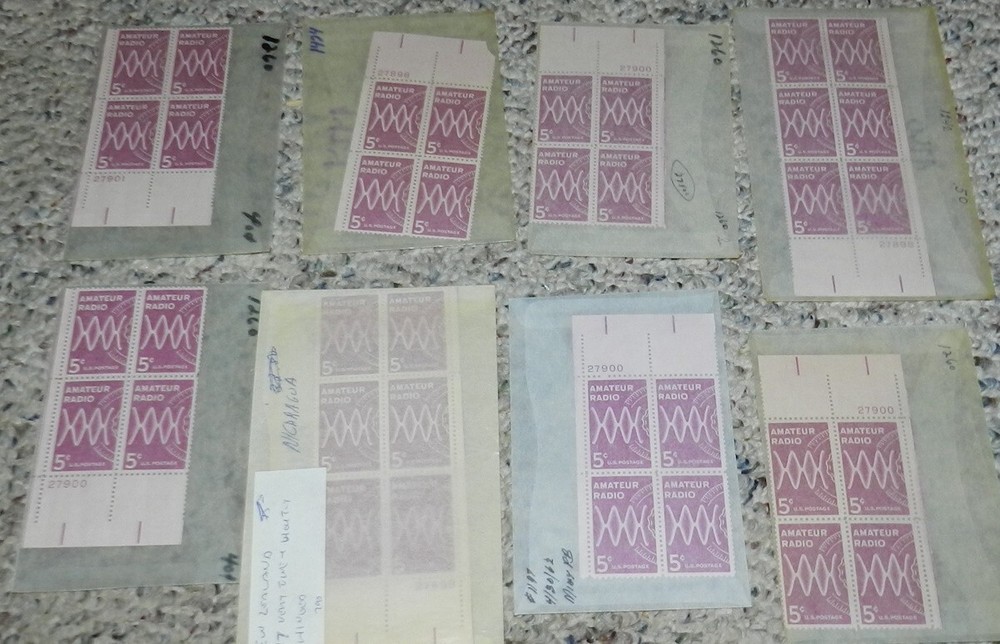 Unused Stamp lot of 8 Scott #1260 Amateur Radio - 5 cent Plate Blocks