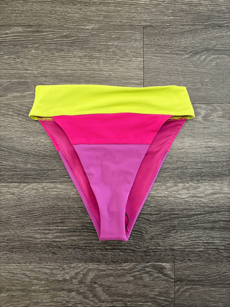 NWT Beach Riot Alexis High Leg Bikini Bottom Multicolor Colorblock Size Small