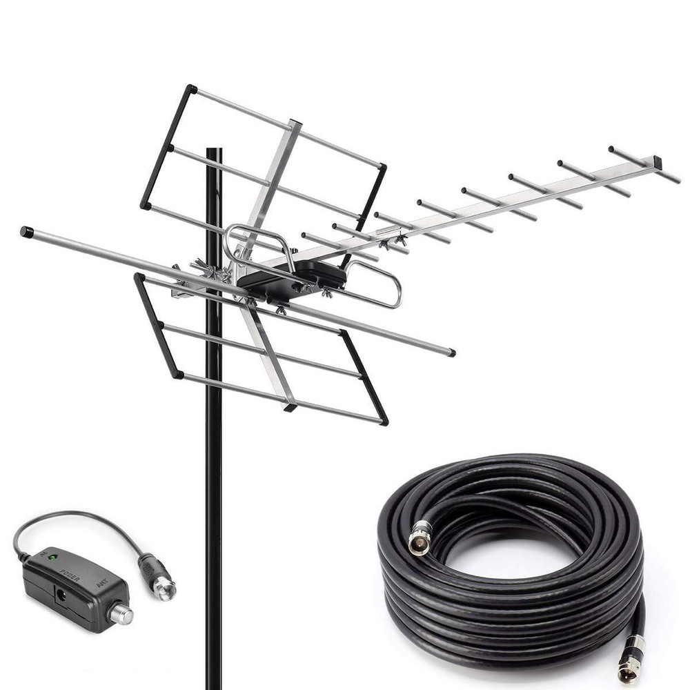 PBD Outdoor Digital Amplified Yagi HDTV Antenna, Built-in High Gain and Low N...