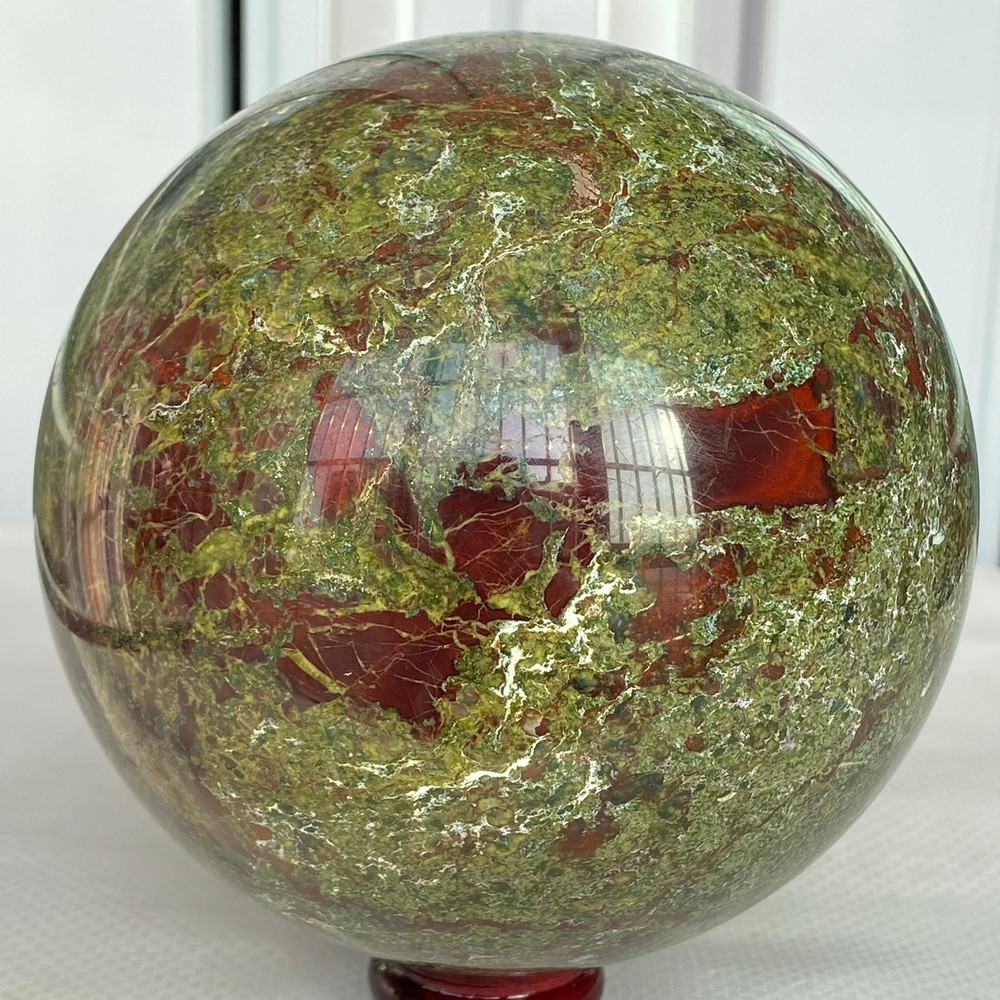 Natural dragon blood stone quartz sphere crystal ball reiki healing 3220G