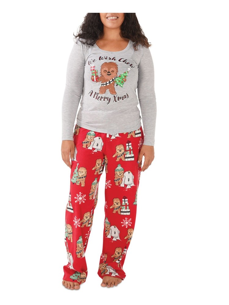 Gray Women's XL Family Pajama Set - T-Shirt & Straight Leg Pants