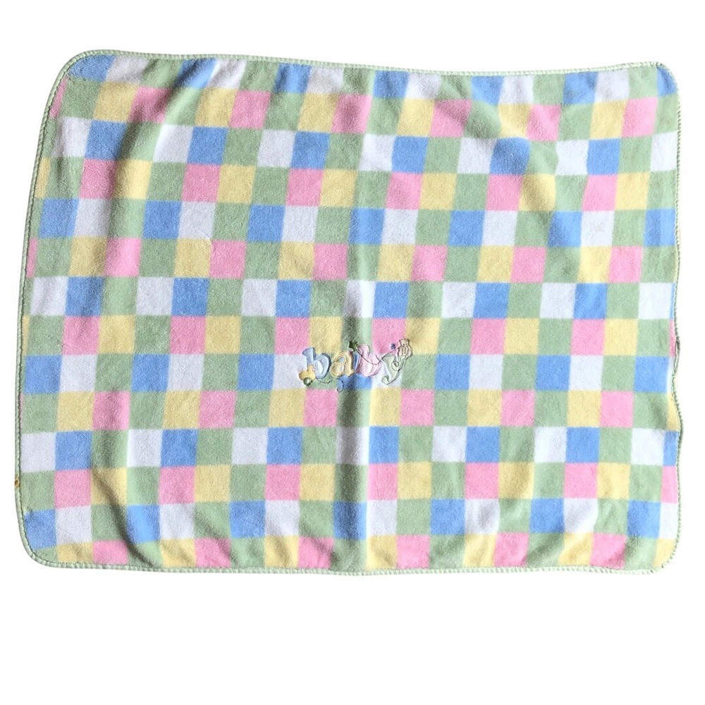 PARENTS CHOICE Pastel Square Blocks Checks Baby Crib Blanket Duck Bear Lovey