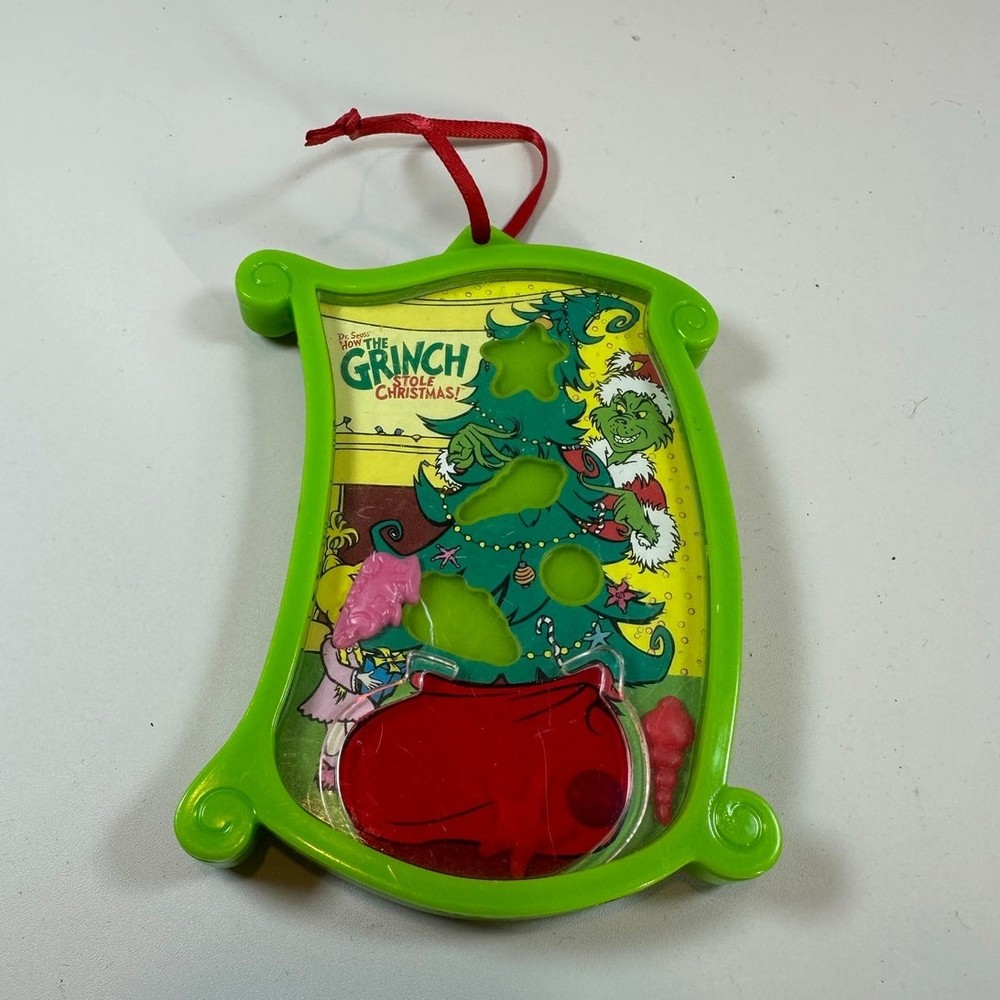 Vintage Grinch Stole Christmas Puzzle Game Green Plastic Tree Ornament
