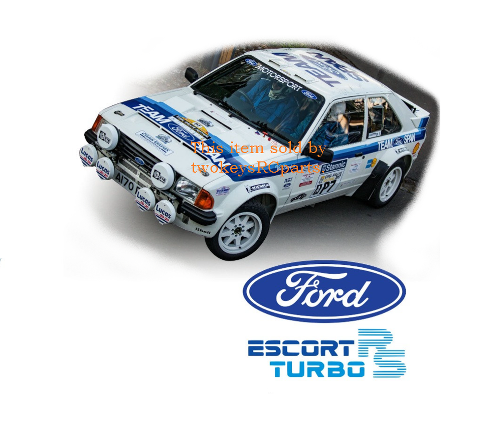 1:10 RC Clear Body Shell Classic Escort Mk3 RS Turbo + Team Span decals +extras.