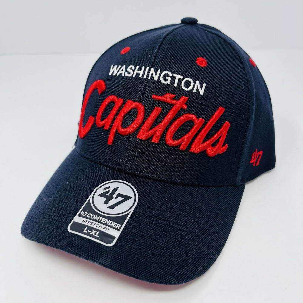‘47 Brand NHL Washington Capitals Mens NEW Blue Stretch Fitted Hat Cap Size L/XL