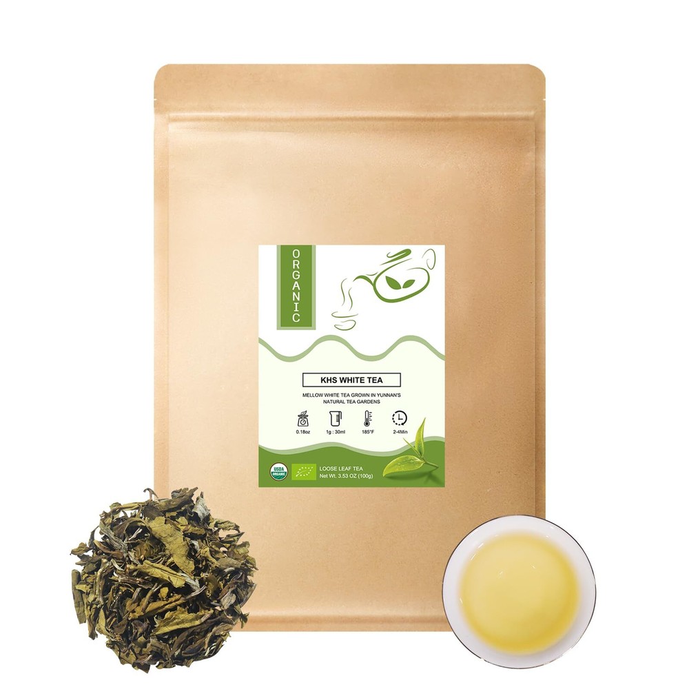 White Tea Loose Leaf, 3.53 oz Organic White Tea with USDA Certified, White Te...