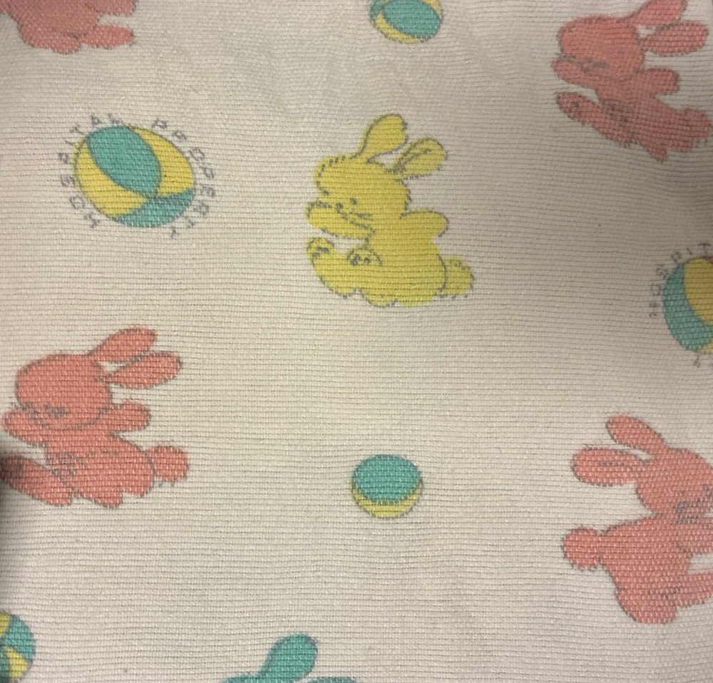 Vintage Baby Blanket Hospital Property Bunny Rabbit Ball Receiving Swaddle Lovey