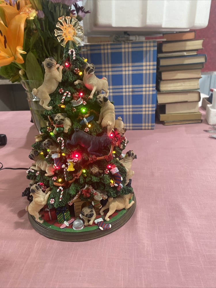 Danbury Mint Pug Lighted Christmas Tree Retired Original Box 12