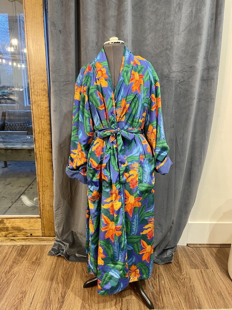 Victoria’s Secret Vintage Gold Label Tropical Print Terry Towel Lining Robe M/L