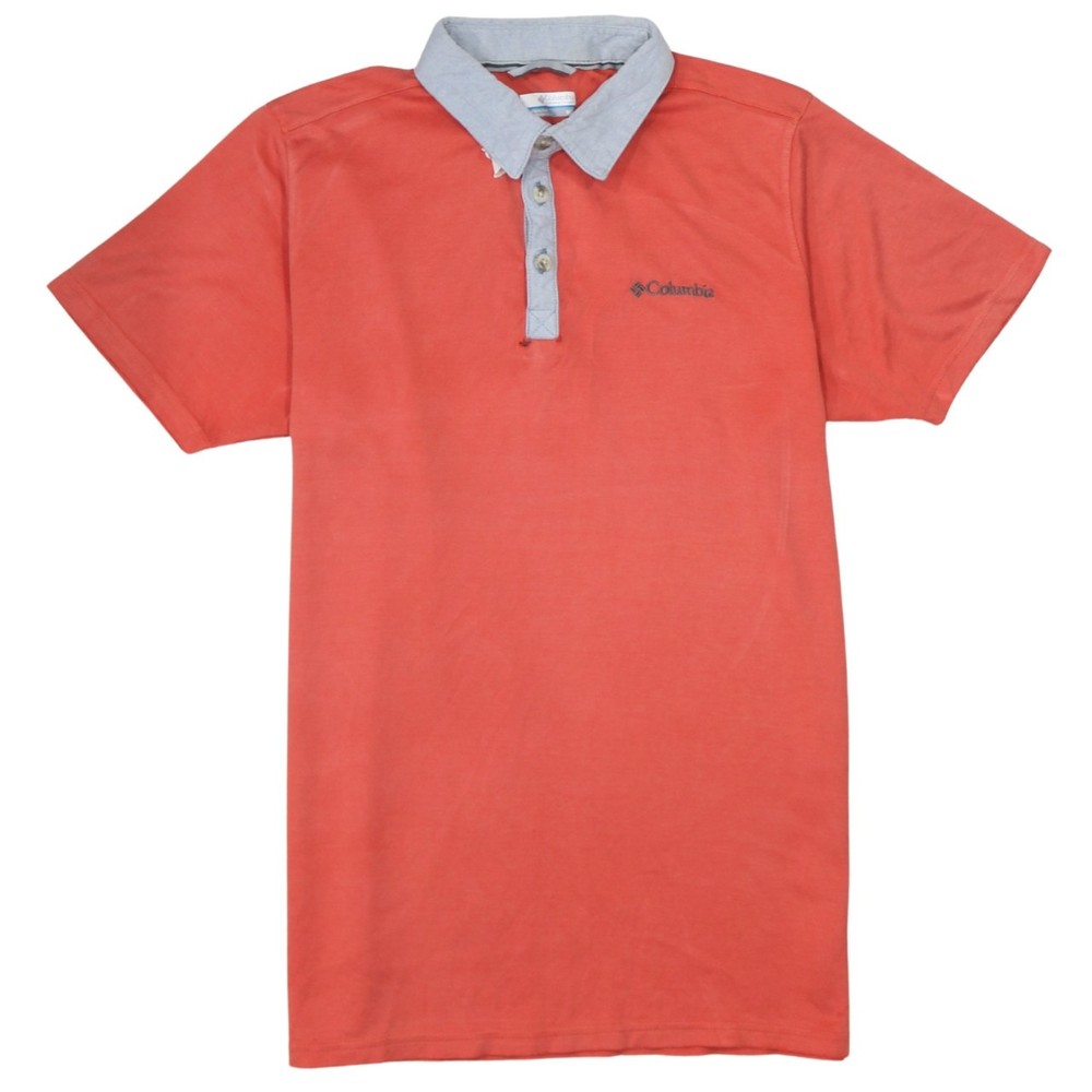 Columbia Mens Polo Shirt Coral Orange Contrast Collar Embroidered Logo Golf M