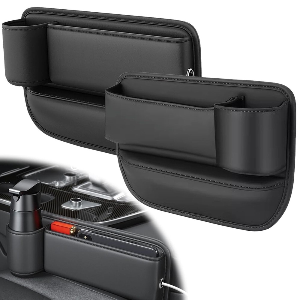 Rednow Car Leather Cup Holder Gap Bag,Cars Seat Gap Filler Organizer,Seats Ga...