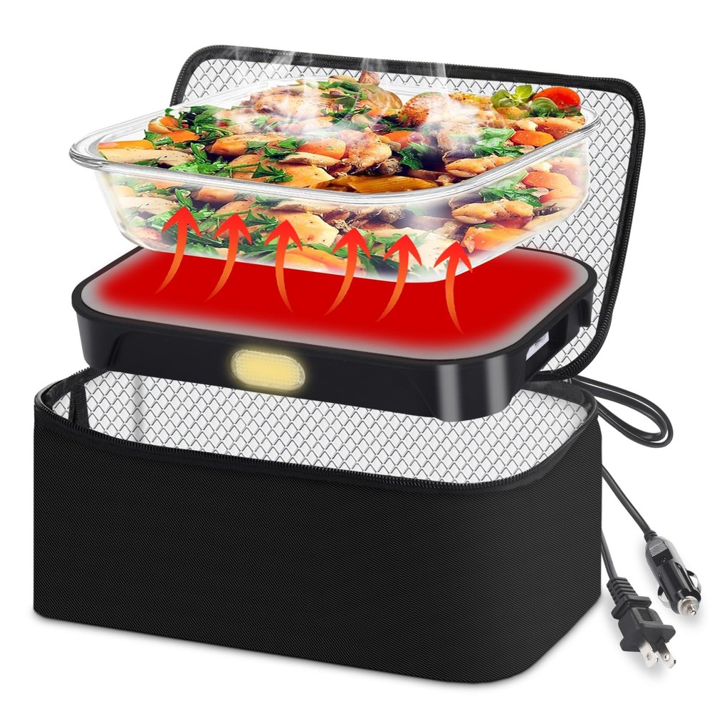 Portable Electric Lunch Box Food Heater 12V 24V 110V 3-in-1 Car Travel Oven  