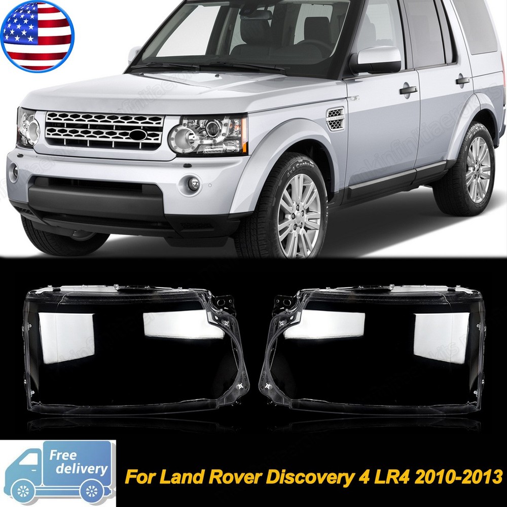 A Pair Headlight Headlamp Lens Cover For Land Rover Discovery 4 LR4 2010-2013
