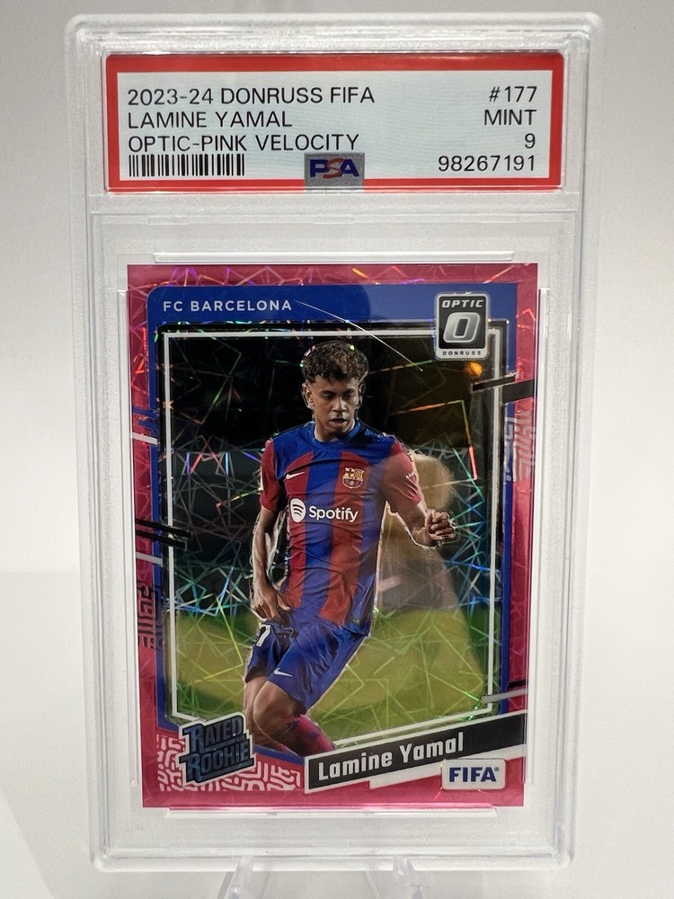 2023-24 Donruss Optic FIFA Lamine Yamal #177 RC Rated Rookie Pink Velocity /99