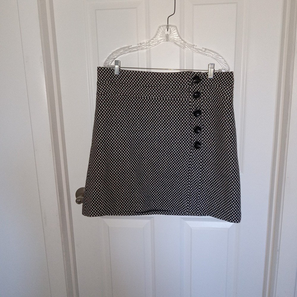 Talbots Black and White Side Button Mini Skirt Size 14