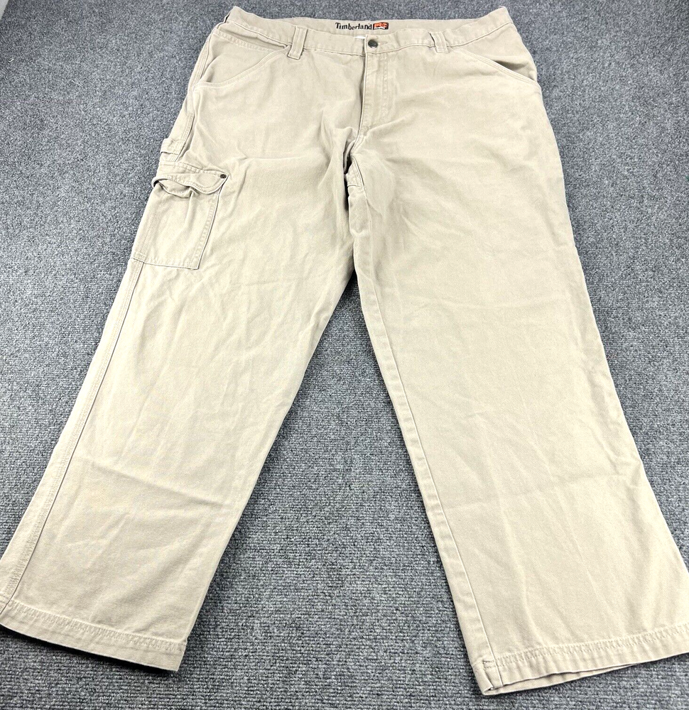 Timberland Pro Series Pants Mens 40x32  Beige Duck Canvas Carpenter Painter Work