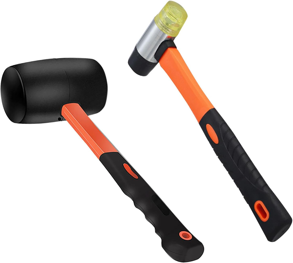 2-Piece Hammer Set - 16 Oz Rubber Mallet Hammer and 40 Mm Double-Faced Soft Hamm