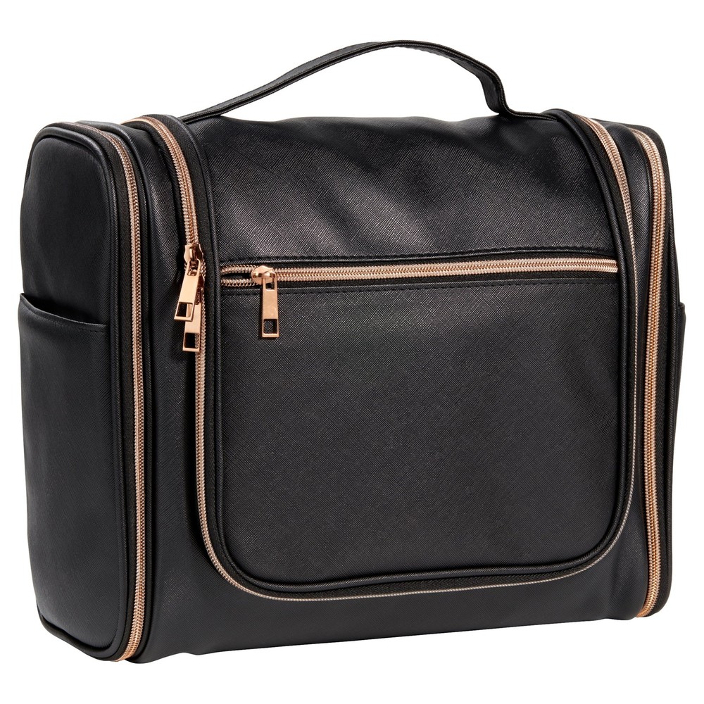 Compact 14x5.5x10.5 Black Carry-On Toiletry Bag for Travel