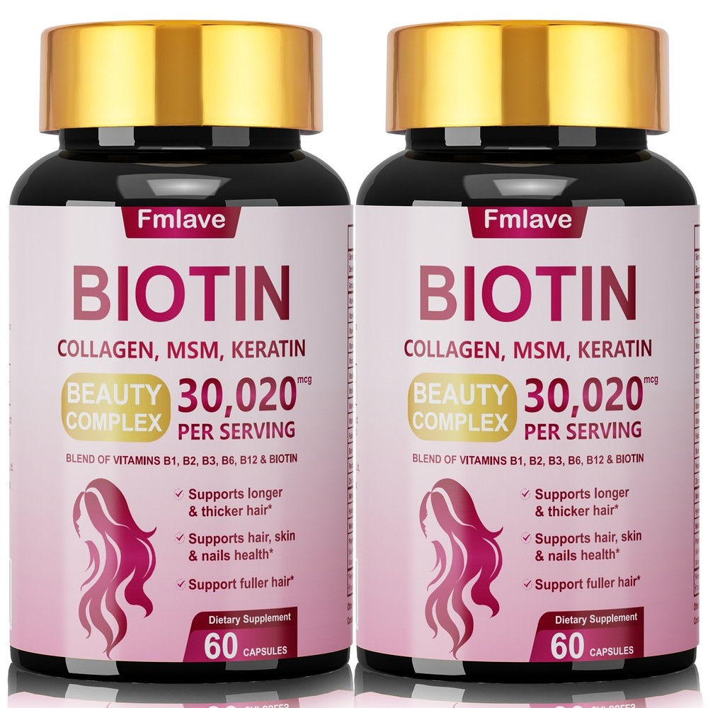 2x Biotin 30,020mcg High Potency 120 Tablets Hair Skin & Nails Vitamin B Complex