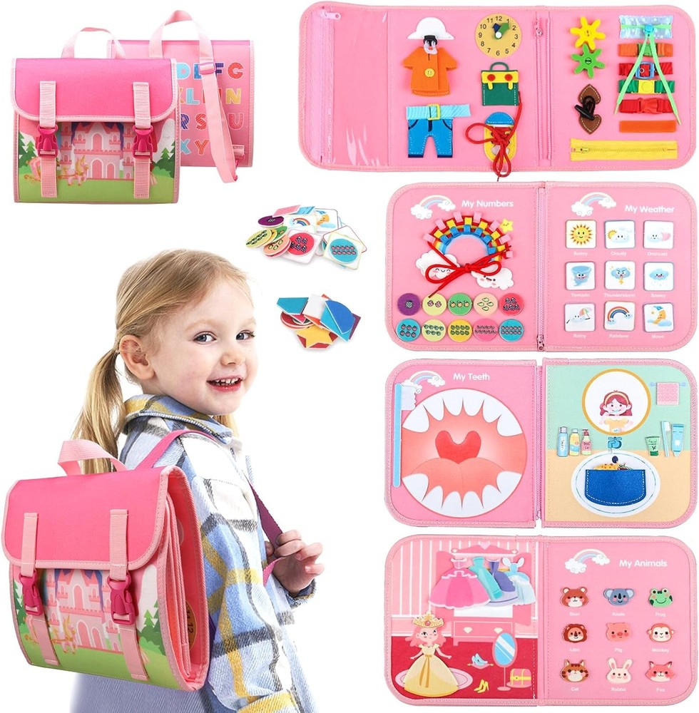 Montessori Busy Board for Toddlers 1-4 Years - Educational Sensory Toy for Girls & Boys - Ideal Birthday Gift