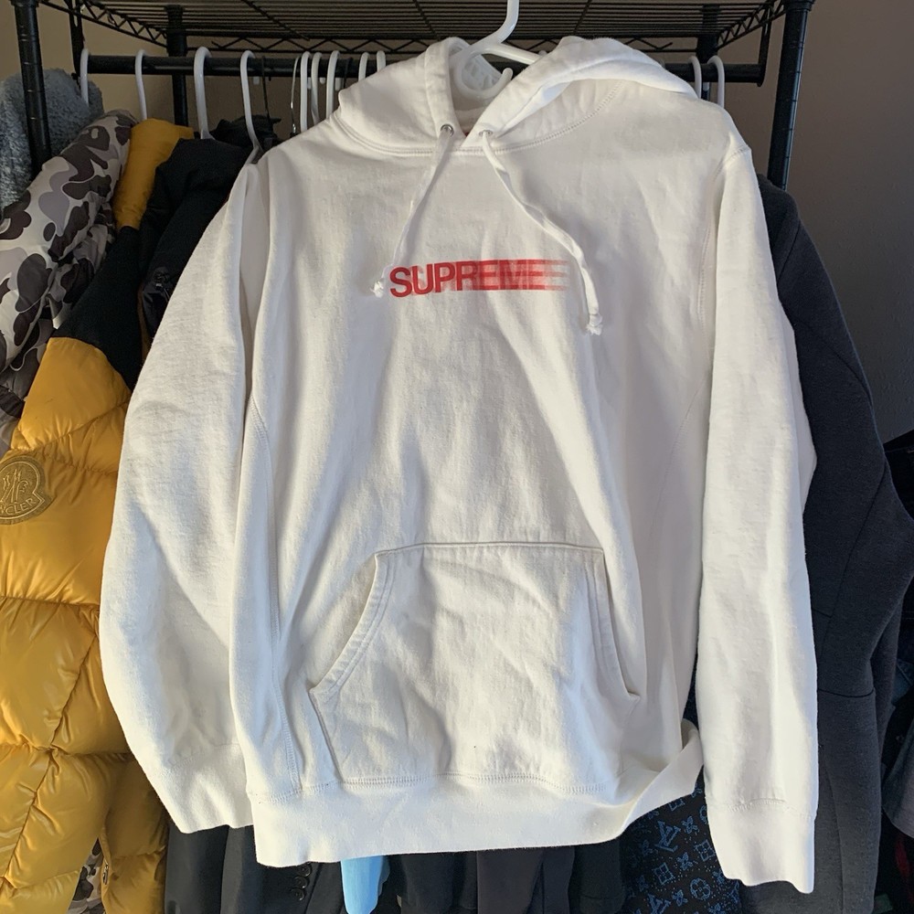 RARE Supreme Motion Logo Hoodie White Red SS20 - Mens Size Medium