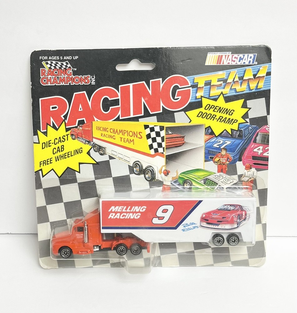 1991 Racing Champions Bill Elliott #9 Die-Cast Cab Transporter Free Wheeling