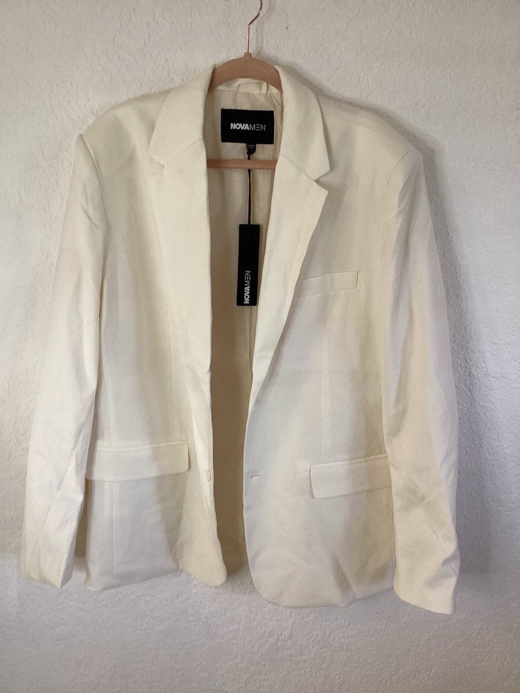 New With Tags Fashion Nova Large White Mens Suit Jacket Blazer Casual Office