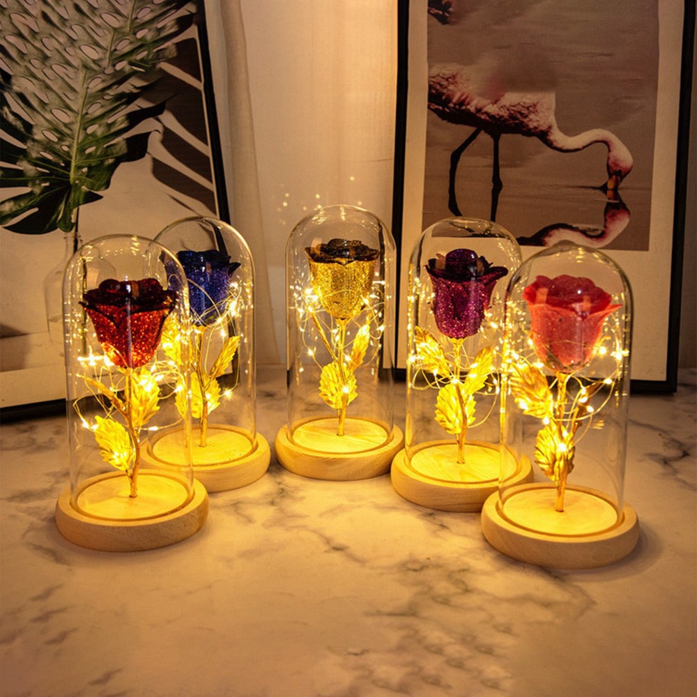 Eternal Rose LED Light Glass Dome Valentine Gift for Girlfriend-image