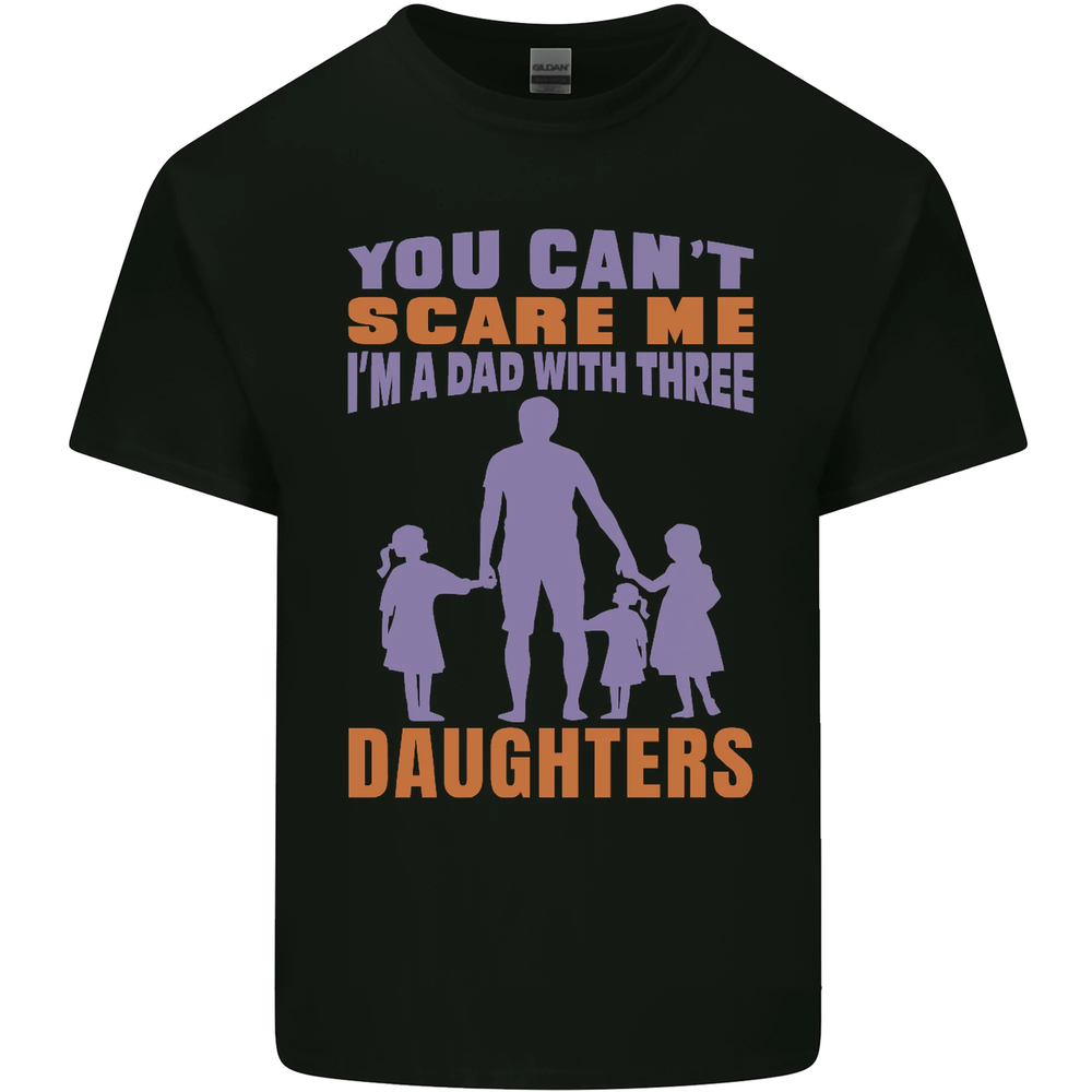 Dad With Three Daughters Funny Fathers Day Mens Cotton T-Shirt Tee Top