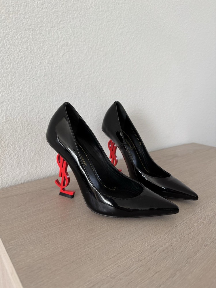 YSL Opium Pumps in Patent Leather with Bold Red Heels